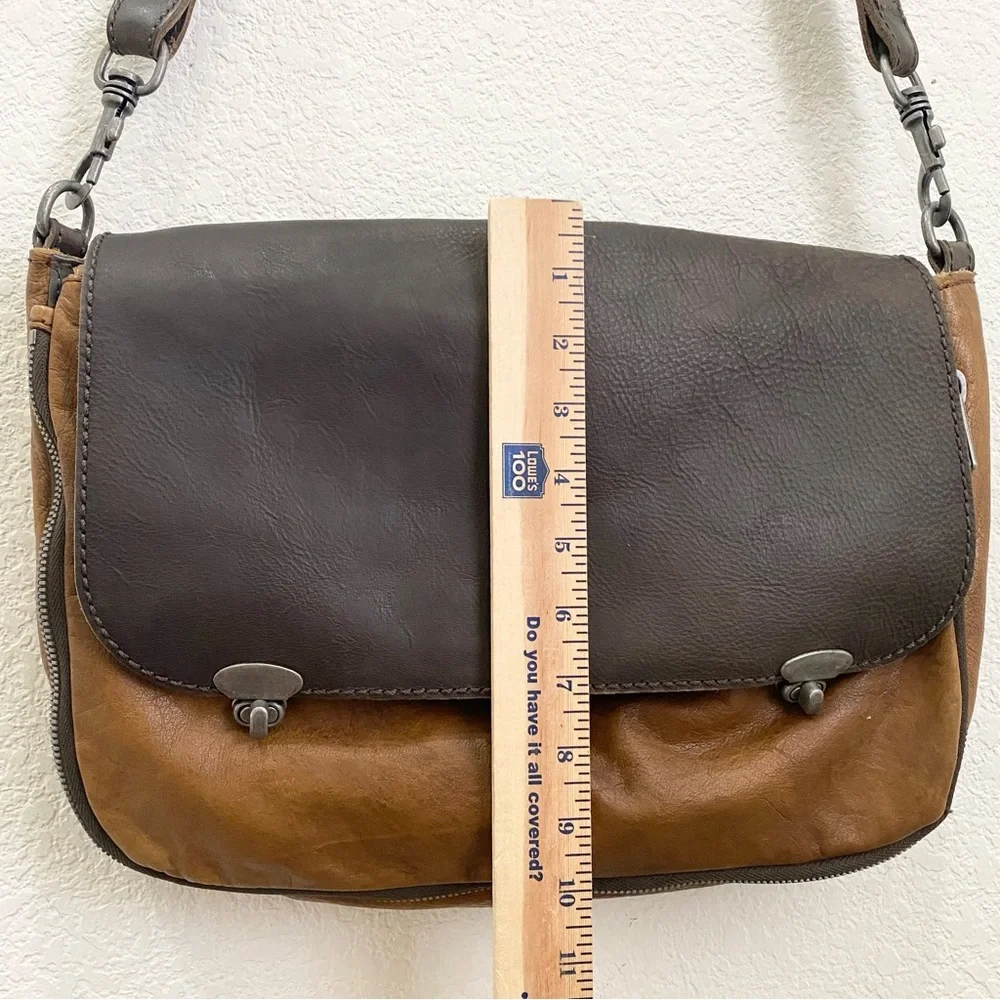 LIEBESKIND Berlin “Olivia” Two-tone Brown/Gray Flap Messenger Bag